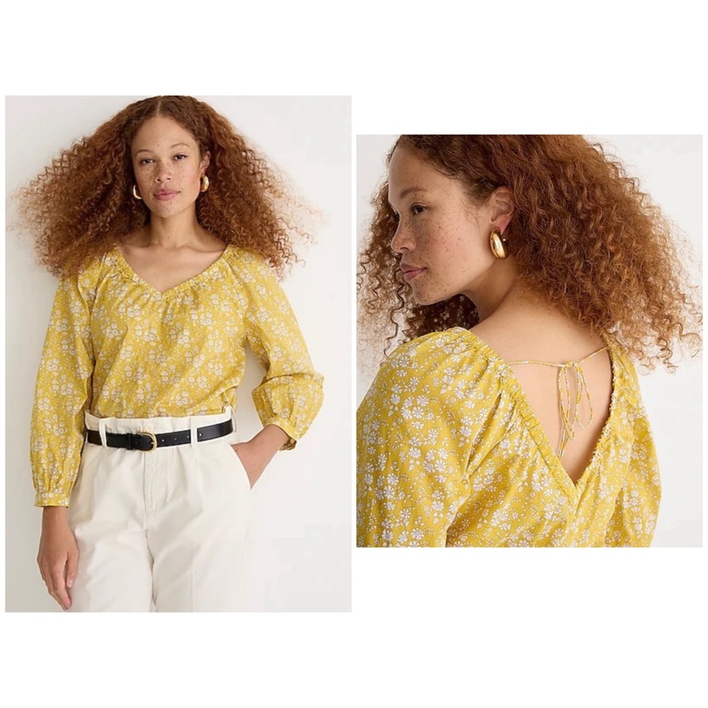 NWT J. Crew x Liberty of Yellow Floral Top Size XL - Picture 2 of 7